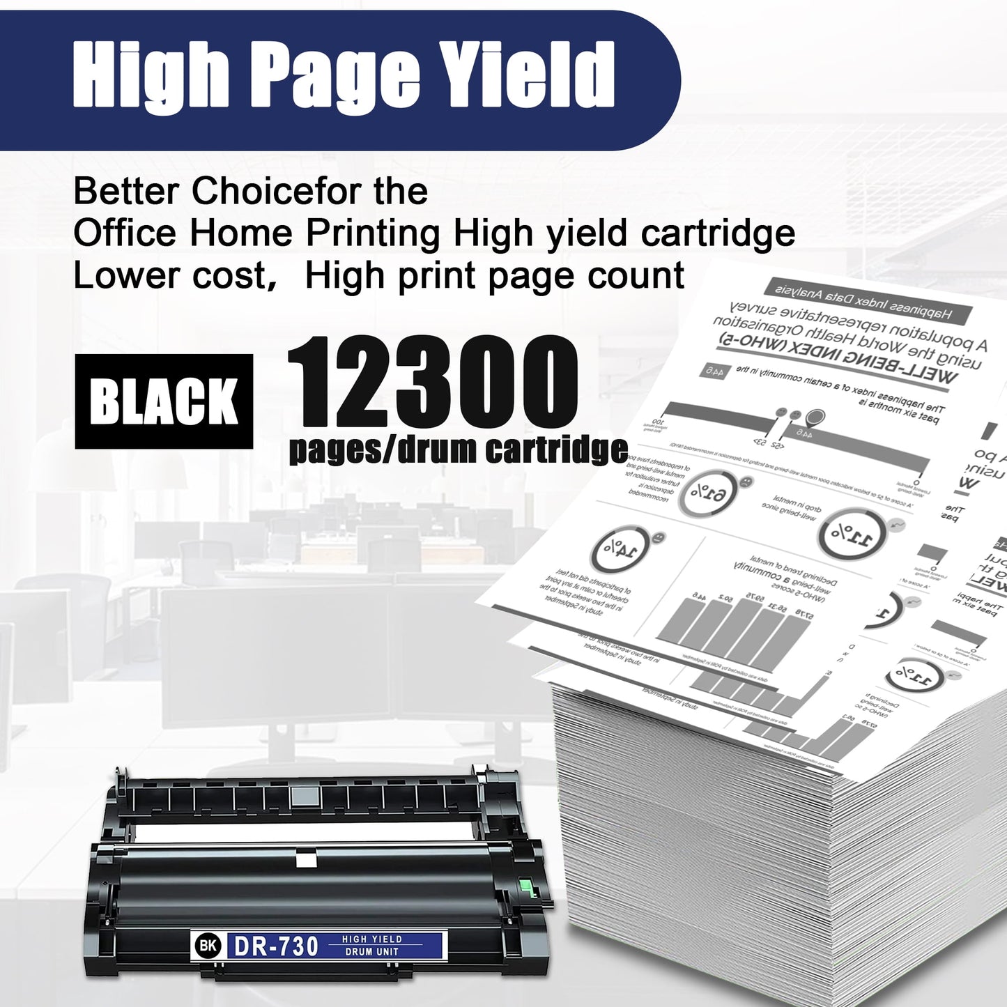 1 Pack DR 730 Black High Yield Drum Unit DR730 Compatible Replacement for Brother DCP L2550DW MFC L2710DW L2750DWXL L2750DW HL L2390DW L2350DW L2370DWDWXL L2395DW Printer