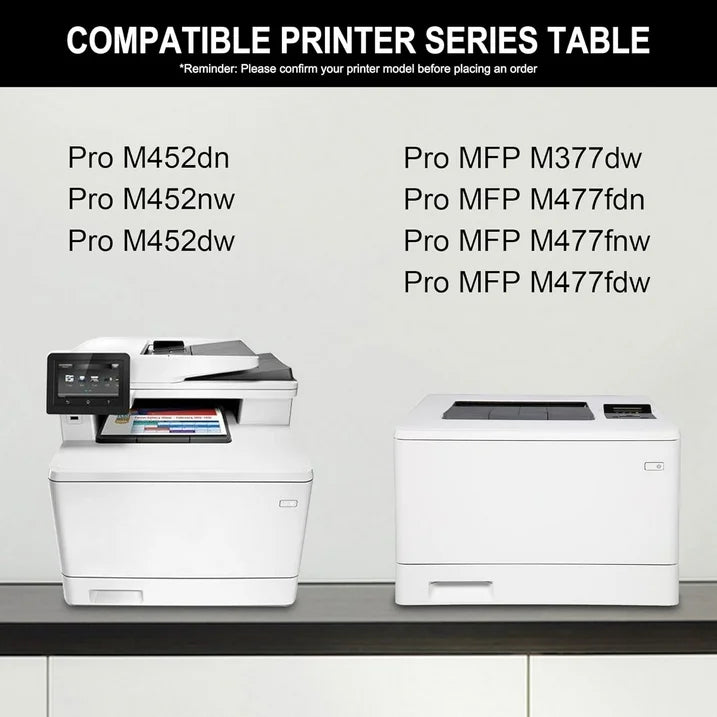 410X High-Yield Toner Cartridges Compatible for HP 410X 410A CF410X CF411X CF413X CF412X CF410A Toner Cartridges Pro MFP M477fnw M477fdw M452dn M477 M452 (5 Pack,2 Black/1 Cyan/1 Magenta /1 Yellow)