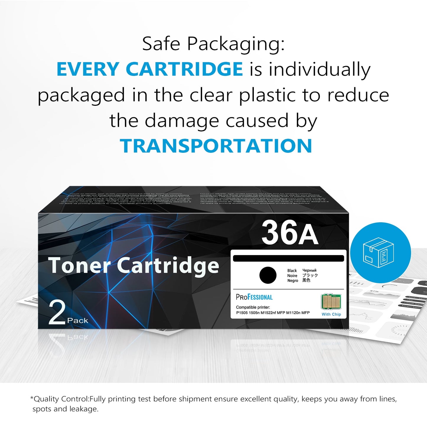 36A CB436A High Yield Toner Cartridge Compatible for HP P1505 1505n M1522nf MFP M1120n MFP Printer, 2 Pack 36A Toner
