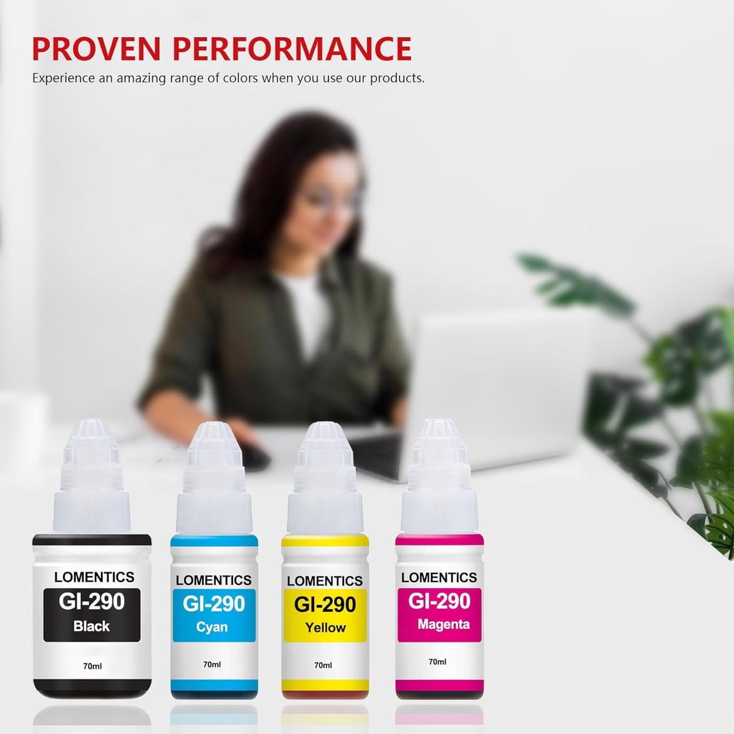 GI-290 Ink Bottles (4-Pack, Black Cyan Magenta Yellow) - GI290 GI-290 Ink Refill Replacement for Canon PIXMA G3200 G1200 G4210 G2200 G4200 Printer