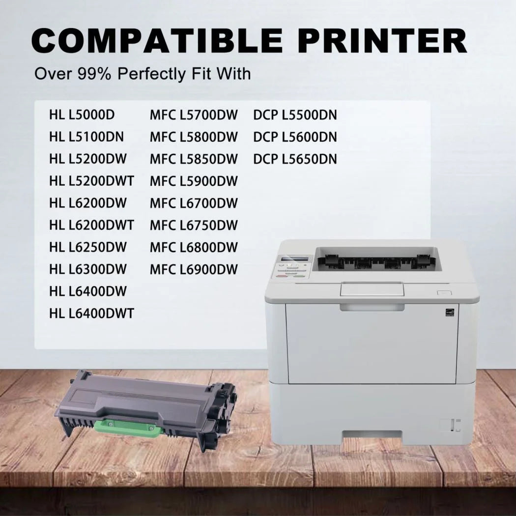 2-Pack TN820 Black Toner Cartridge Replacement for Brother DCP-L5500DN HL-L5000D MFC-L5700DW Printer