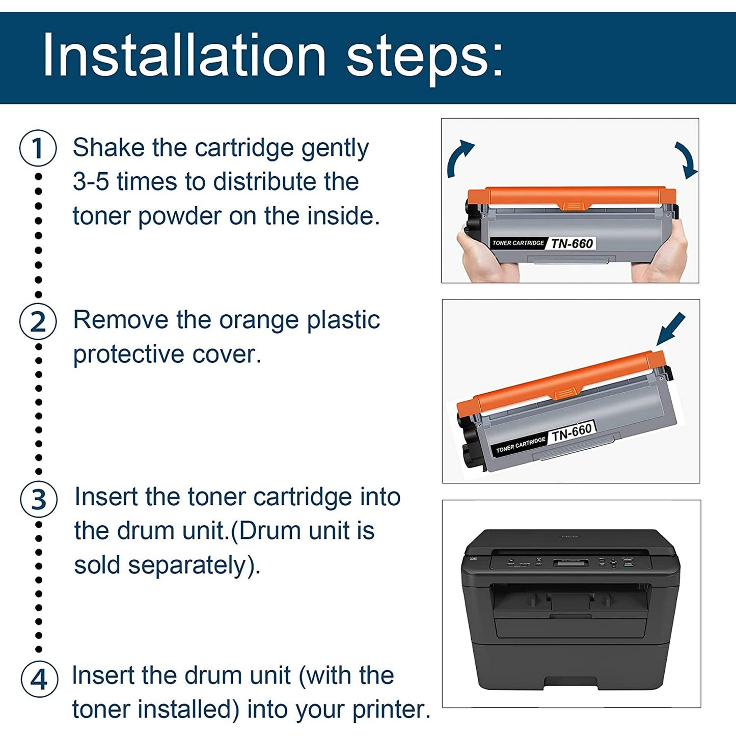 2-Pack Black High Yield TN-660 TN660 Toner Cartridge Compatible Replacement for HL-L2315DW L2340DW L2660DW L2380DW MFC-L2705DW L2707DW DCP-L2520DW Printer, Page Yield Up to 6,000 Pages
