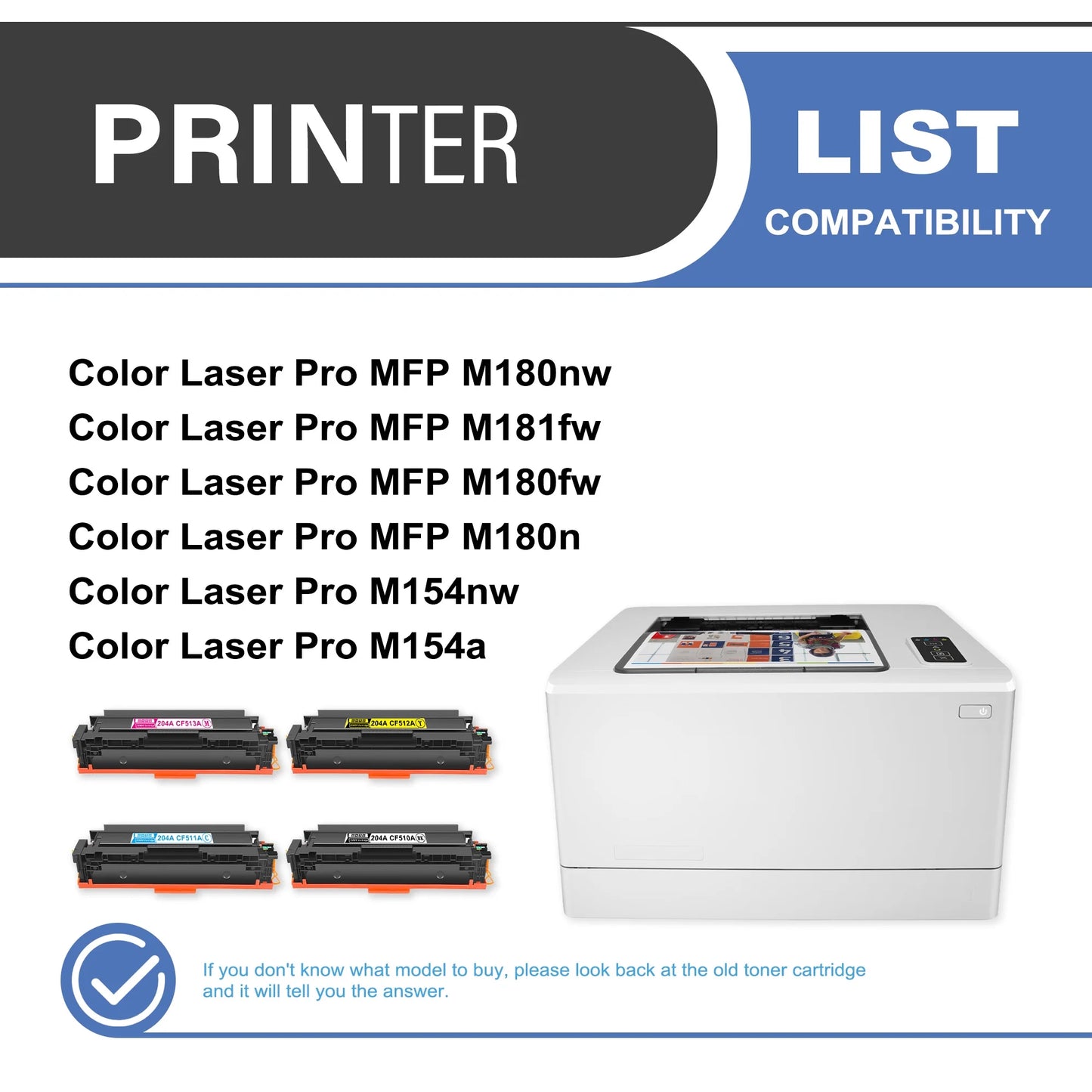 204A CF510A Toner Cartridge 4-Pack Compatible for HP 204A CF510A Toner Cartridges for Color Laser Pro M154 Series, Color Laser Pro MFP M180; M181 Series Printer (1 Black, 1 Cyan, 1 Magenta, 1 Yellow)