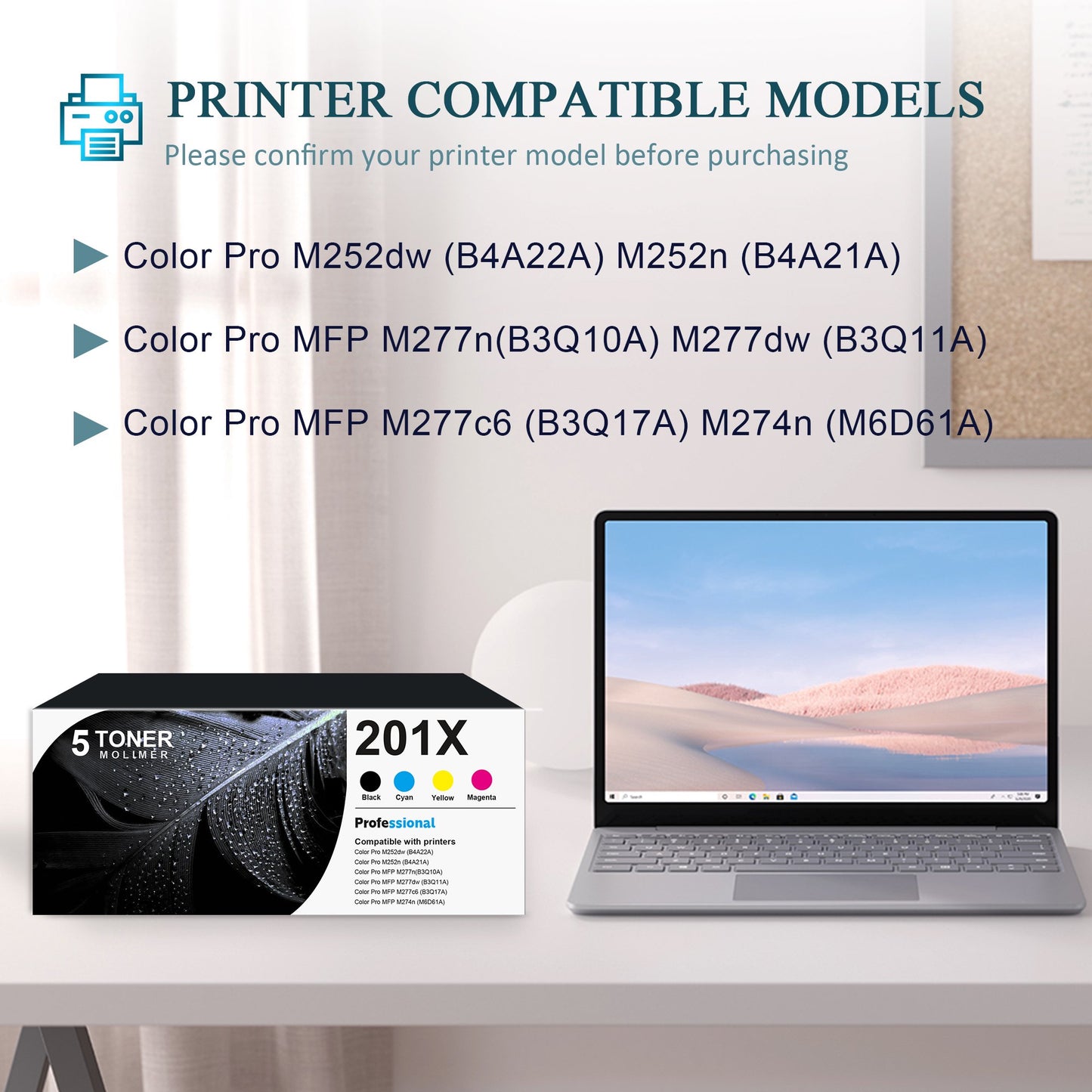 201X 201A | CF400X CF401X CF402X CF403X With Chip Toner Cartridge 5 Pack Compatible for HP Pro M252dw M252n MFP M277n M277dw M277c6 M274n Printer