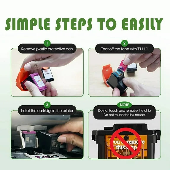 62XL Ink Cartridges 2 Pack Black Compatible for 62 Ink with Envy 7640 OfficeJet 200 Printer