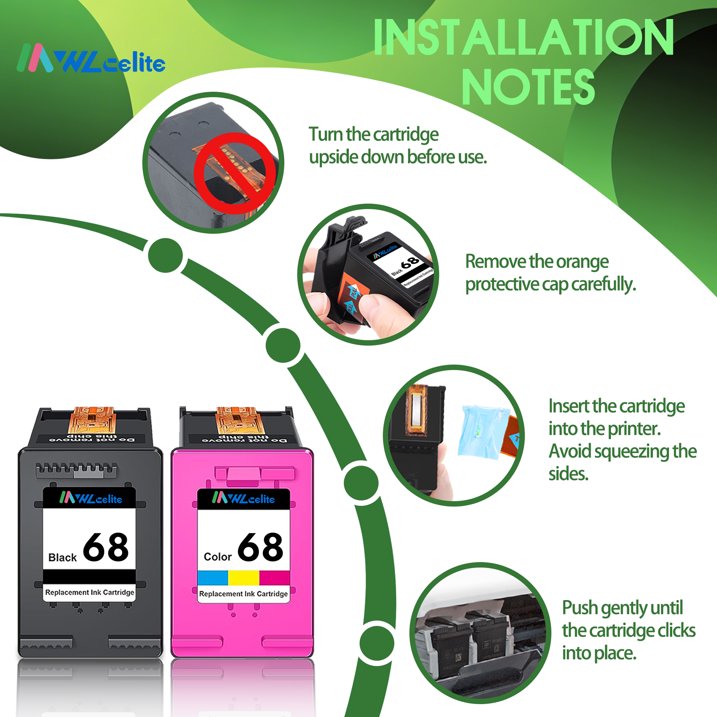 68 Ink Cartridge Compatible for HP 68 Ink Cartridge Black Tri-Color for Envy 6100e 6500e Series (2 Pack)