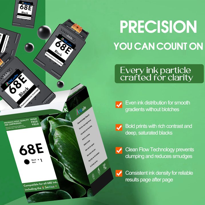 68e Ink Compatible for HP 68e Black Ink Cartridge for Envy 6100e 6500e Series