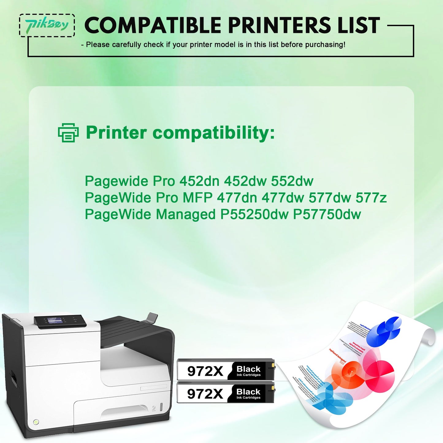 972X Ink Cartridges (2-Pack Black) - Compatible for HP 972 Ink Cartridge for Pagewide Pro 477dw 577dw 477dn 452dn 552dn 552dw P55250dw Printers