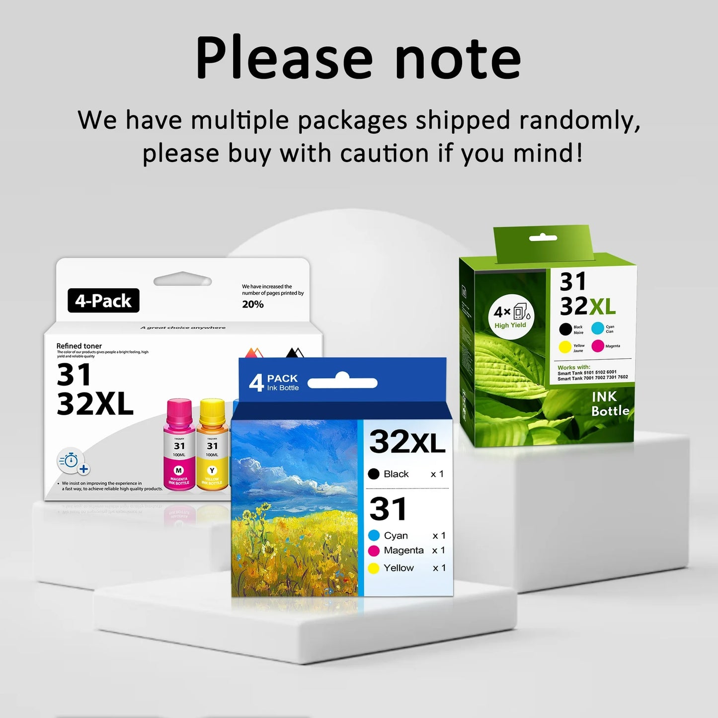 31 Ink 32XL Black Ink Bottle Set Compatible for HP 31 32 XL Ink Bottle Set for Smart Tank 651 5102 7002 Printers