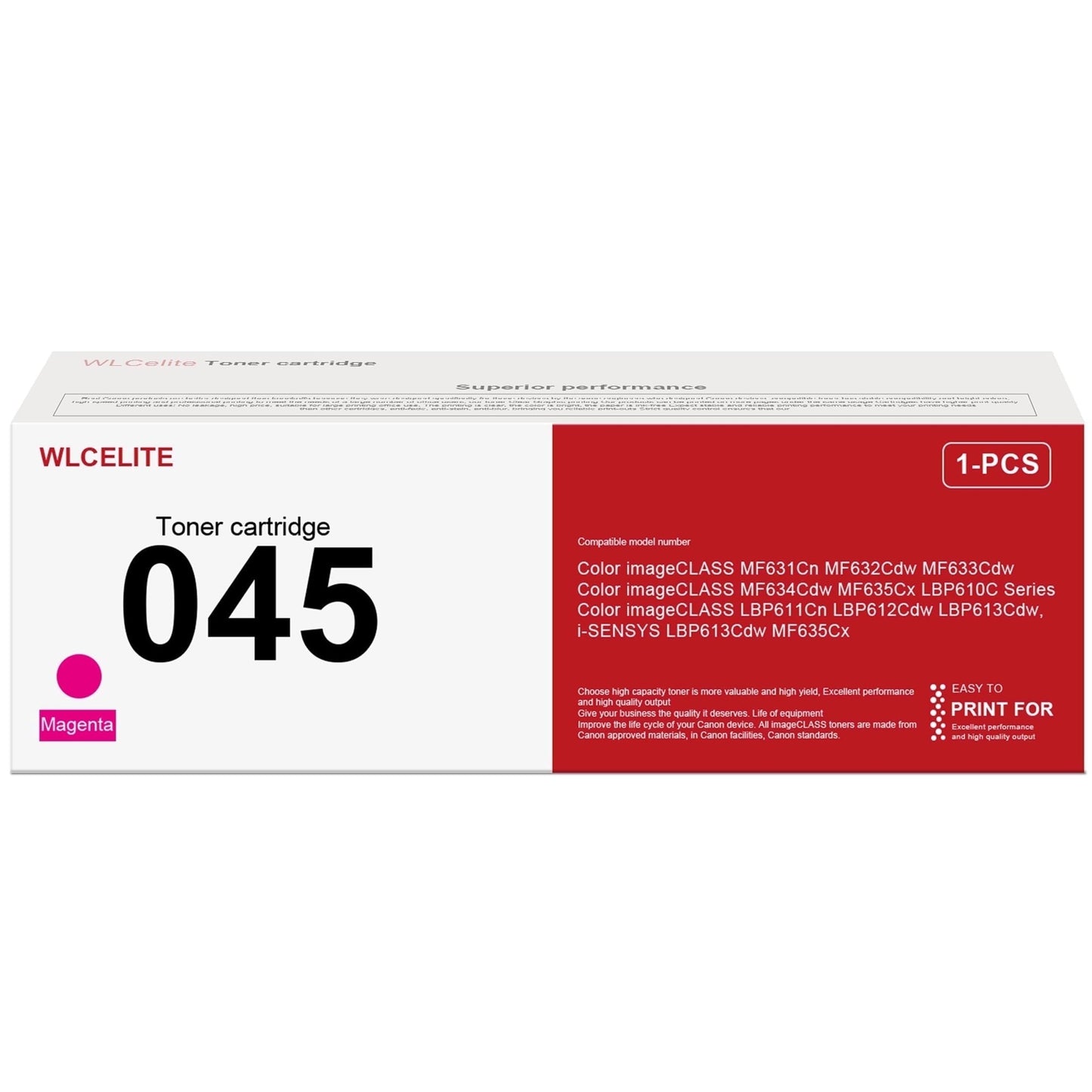 045 Magenta Toner Compatible for Canon 045 Toner Cartridge For MF634Cdw MF635Cx Printer
