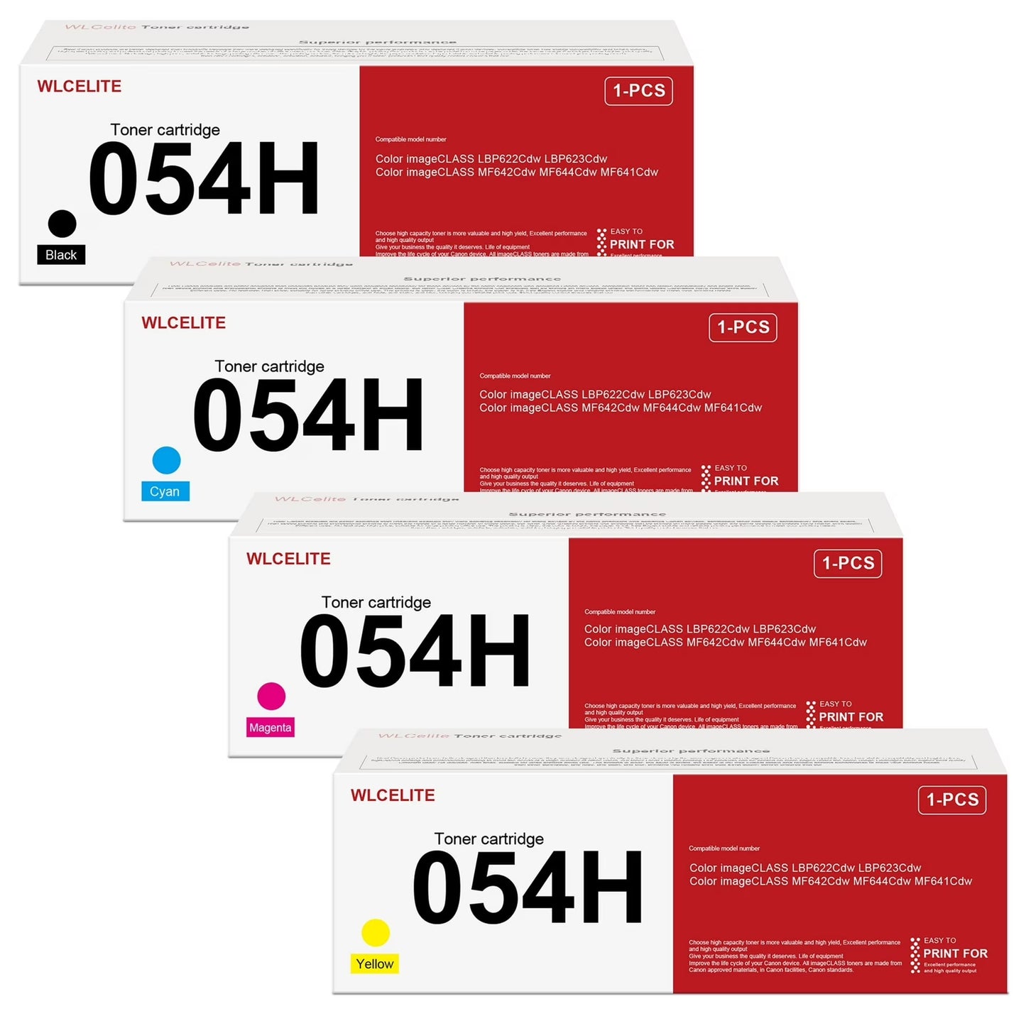 054H Toner Cartridge Compatible for Canon 054H Combo Pack Toner Cartridges LBP622Cdw LBP623Cdw Printer (4 pack)