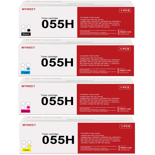 055H High Yield Toner Cartridge (4-Pack, Black Cyan Magenta Yellow): Replacement for Canon 055H Cartridge Color imageCLASS MF741Cdw MF743Cdw MF745Cdw Printer