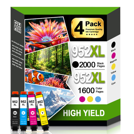 952XL Ink Cartridges Combo Pack Compatible for 952 xl 952 Ink Cartridges Works with OfficeJet Pro 7740 8710 8720 8210 Printers (4-Pack)