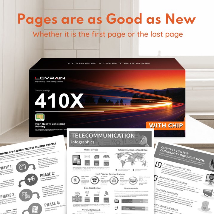 410X Black Toner Cartridge Yields Up to 7,000 Pages Compatible for HP 410A CF410A Color Pro MFP M425, M377, M477 Series Printer, 1 Pack