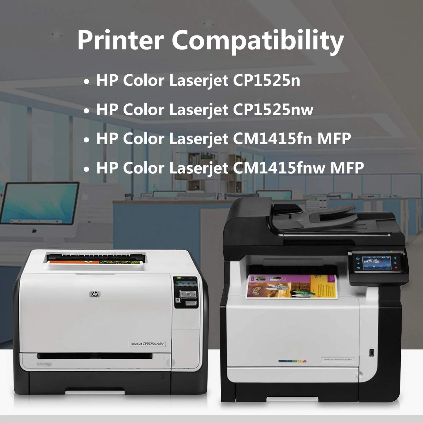 4 Pack 128A|CE320A Toner Cartridge Compatible for HP Color Pro CP1525n CP1525nw Printers