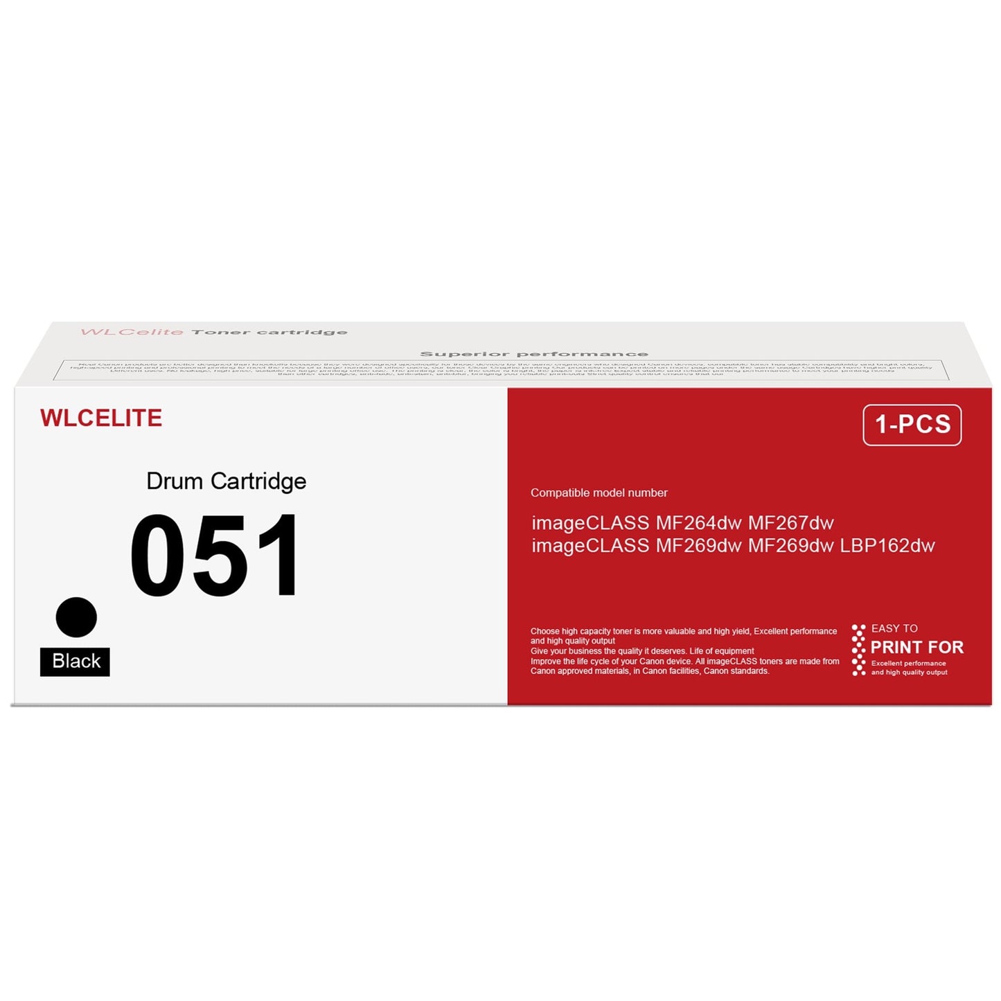051 Drum Unit Replacement for Canon 051 Drum for LBP162dw MF264dw Printer（1-Pack）