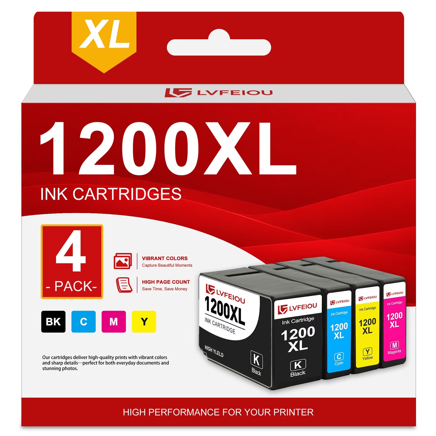 PGI-1200XL 1200XL Ink Cartridge Compatible for Canon PGI 1200XL Ink MAXIFY MB2120 MB2050 MB2350 MB2320 MB2020 MB2720 MB2030 Printers (4 Pack)