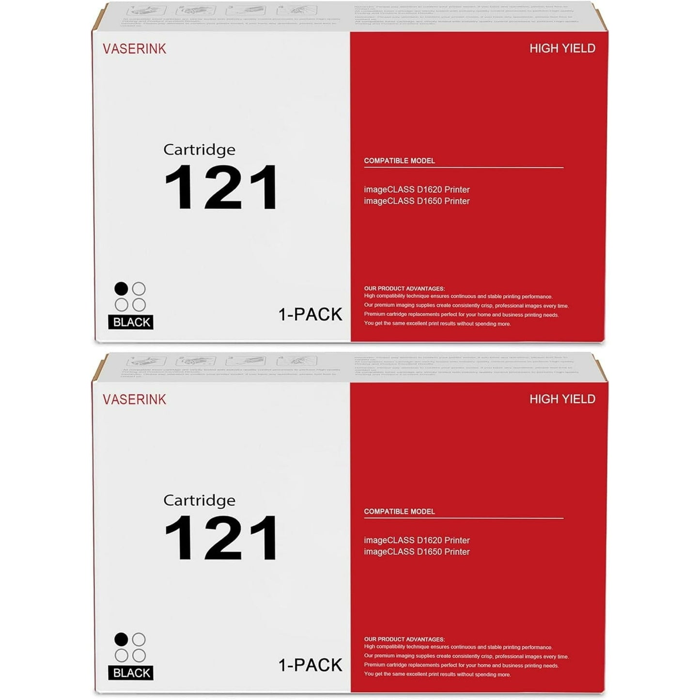 121 High Yield Toner Cartridge Black (3252C001) 2Black CRG121 121 Toner Cartridge Replacement for Canon 121 ImageCLASS D1620 D1650 Printer