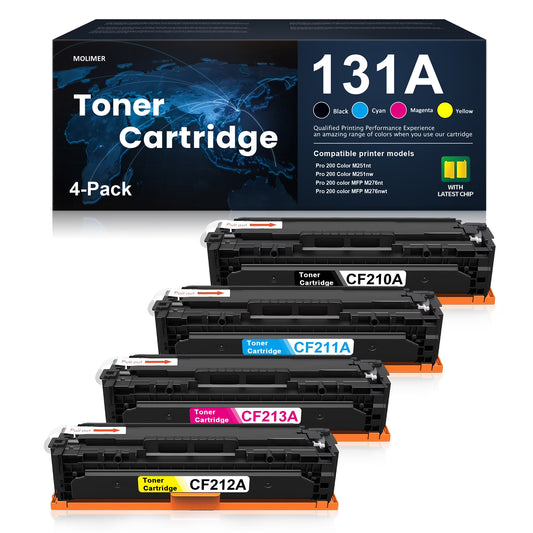 131A CF210A CF211A CF213A CF212A Toner Cartridge (With Chip) Compatible for HP 131A M251n M251nw Printer (Black, Cyan, Magenta, Yellow)
