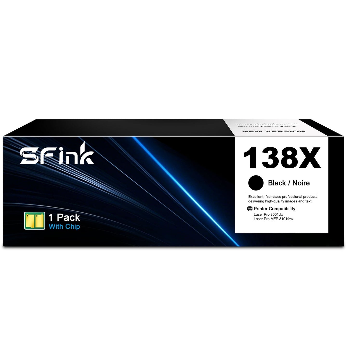 138X W1380X (with Chip) Compatible for 138X W1380X 138A W1380A Toner Cartridge for Laser Jet Pro 3001dw 3001fdw MFP 3101fdw Series Printer (1 Pack, Black)