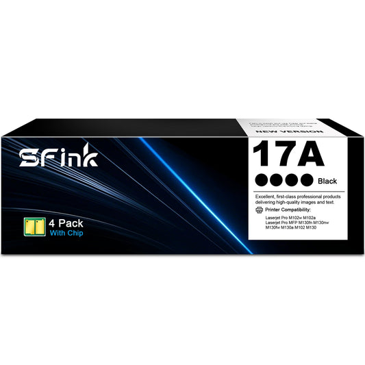 17A CF217A (4 Pack Black) Toner Cartridges Compatible for HP 17A for Laserjet Pro M102 M102w M102a Pro MFP M130 M130fn M130fw M130nw M130a Printers