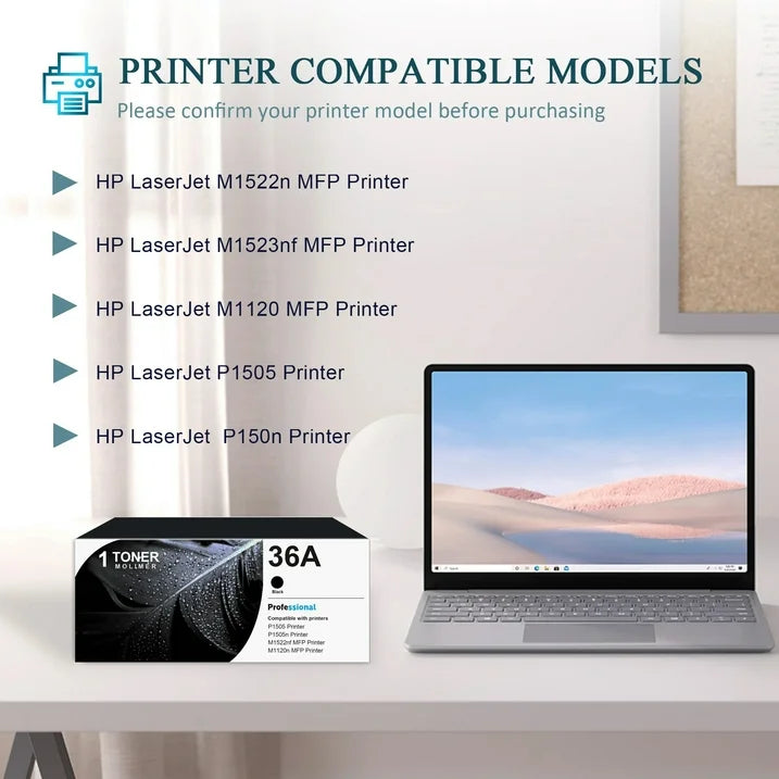 36A CB436A Toner Cartridge Compatible for HP 36A CB436A Black Toner Cartridge for M1522n Printer
