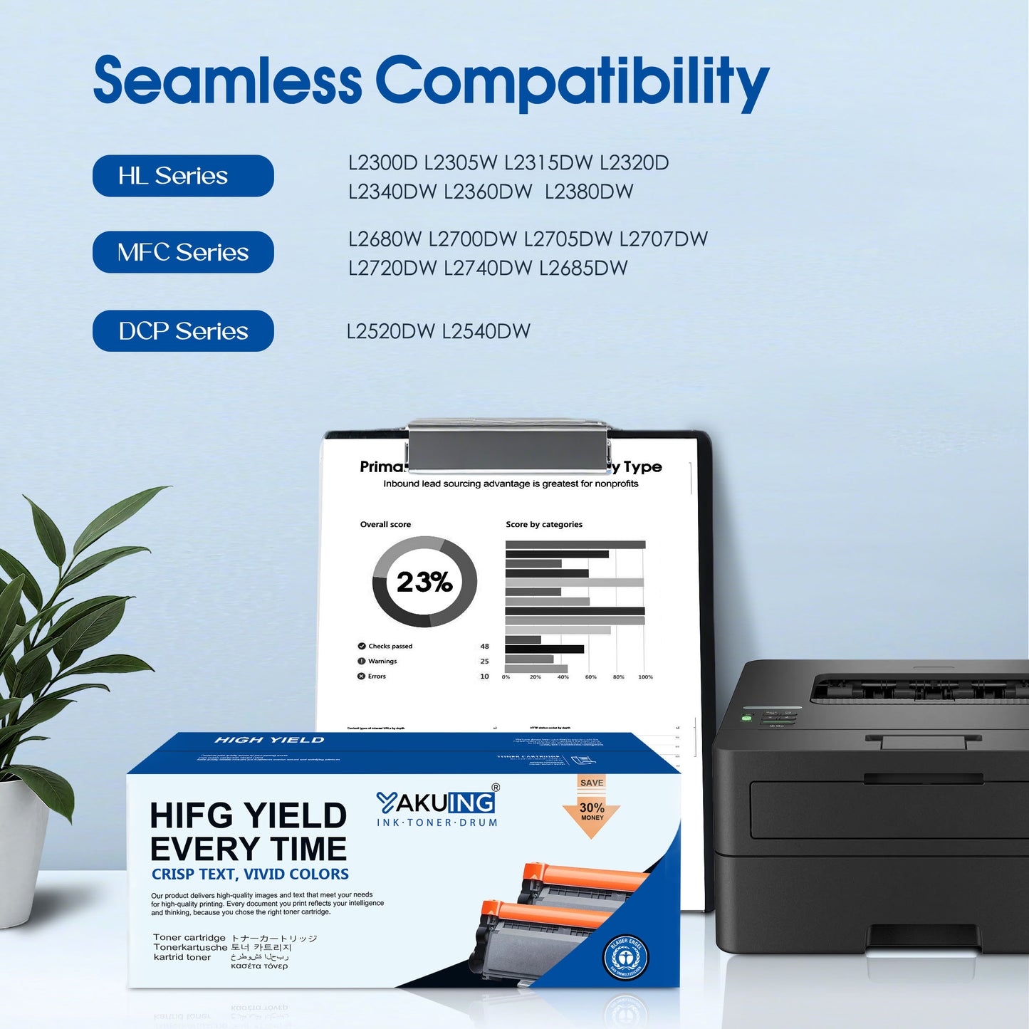 TN630 TN 630 Toner Cartridge Compatible for Brother TN630 High Yield Black Works with HL-L2320D L2340DW DCP-L2540DW MFC-L2720DW L2740DW ( 2 Black )