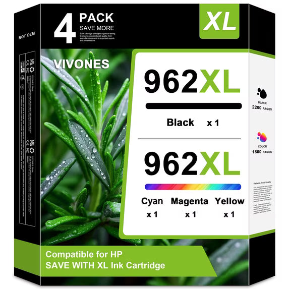 962XL 962 XL Ink Cartridges Compatible for HP 962 XL Ink Cartridge Work for Officejet Pro 9015e 9010 9025e Printers (4 Pack)