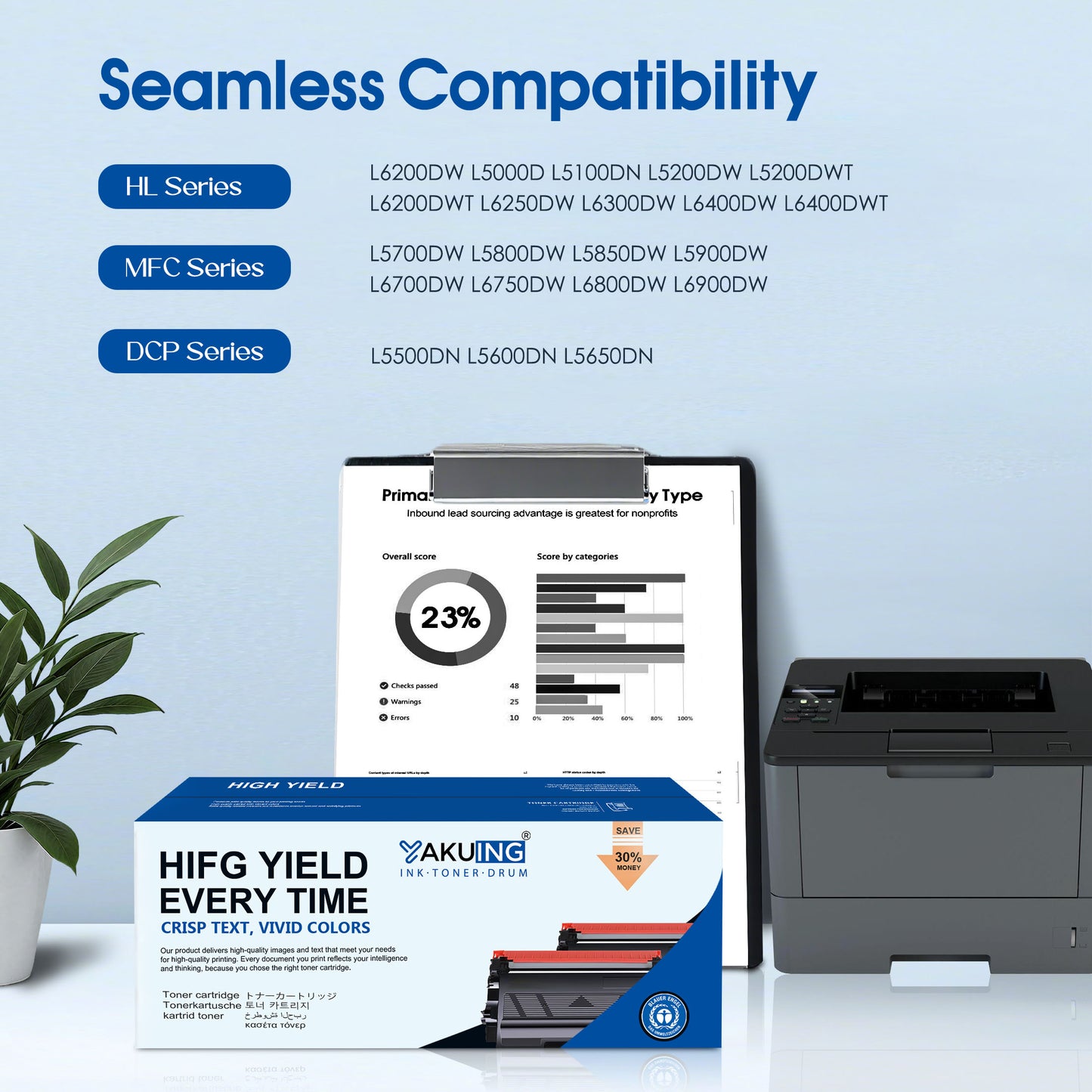 TN-850 TN 850 Toner Cartridge Compatible for Brother TN850 High Yield Black Works with DCP-L5600DN HL-L5000D MFC-L5850DW ( 2-Pack )