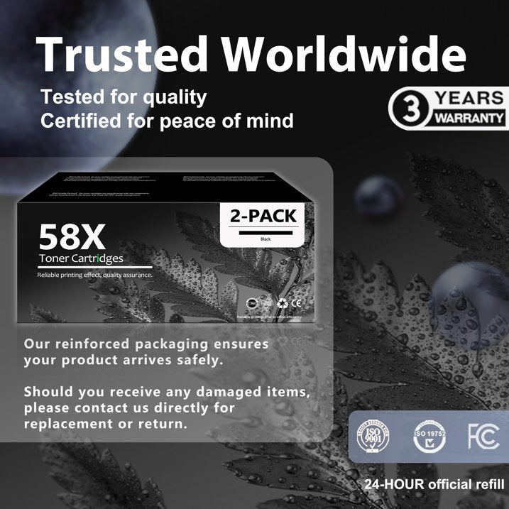 58X CF258X Toner Cartridge Compatible for HP 58X 58A Toner LaserJet Pro M404dw M404n M428dw Printer (2 Pack Black)