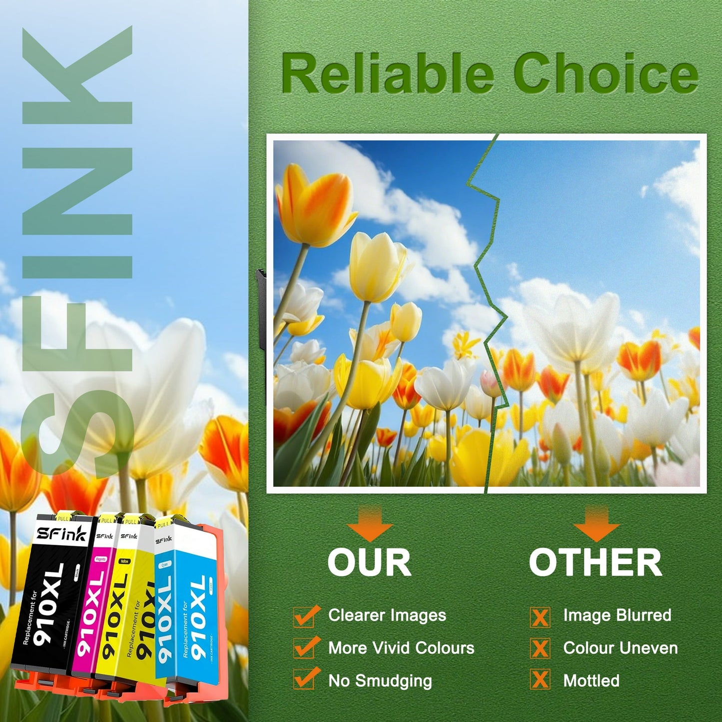 910XL Ink Combo Pack Compatible for HP 910XL 910 Ink Cartridges Work for Office Jet Pro 8020 8025 8028 8010 Printer, Black and Color 4-Pack