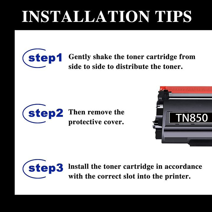 Compatible Toner & Drum Cartridge Replacement for Brother TN850 / DR820 (Toner 1-Black,Drum 1-Black)