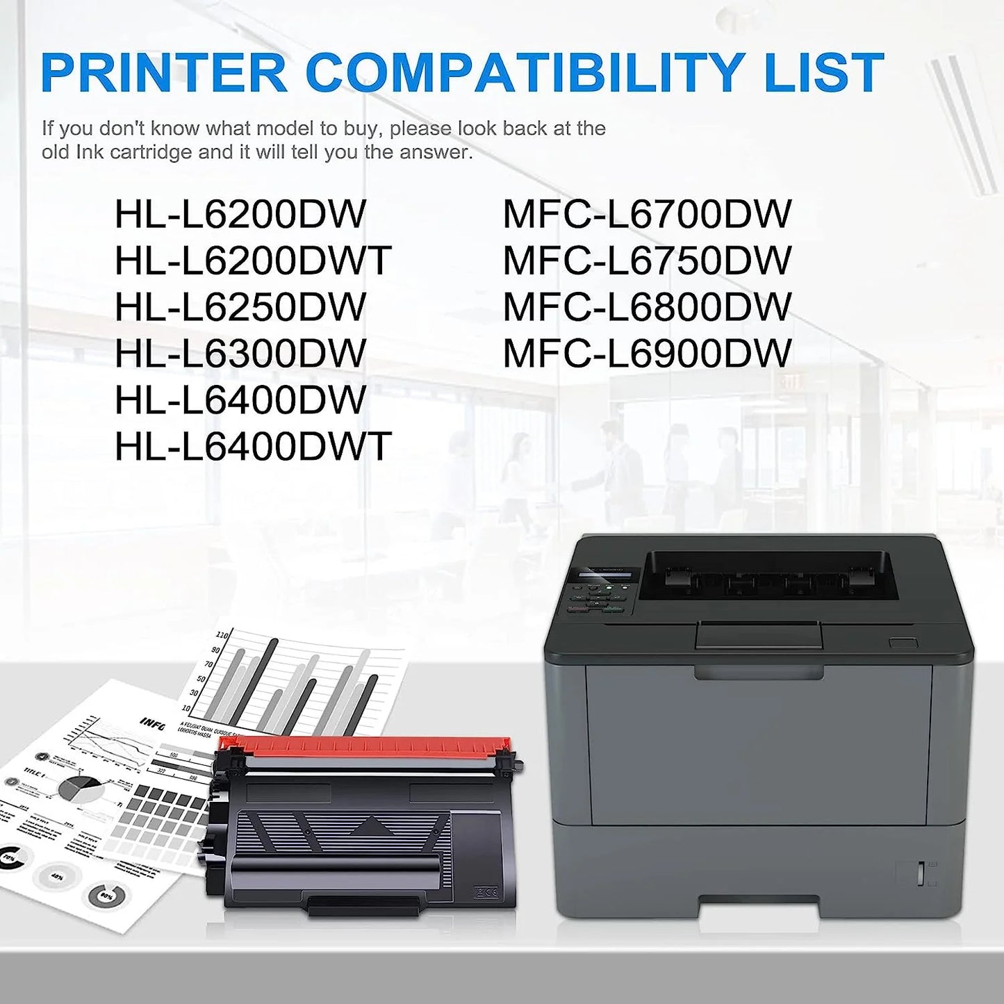 TN880 Toner Cartridge Replacement for Brother TN880 Toner Compatible for HL-L6200DW Printer (1PK).