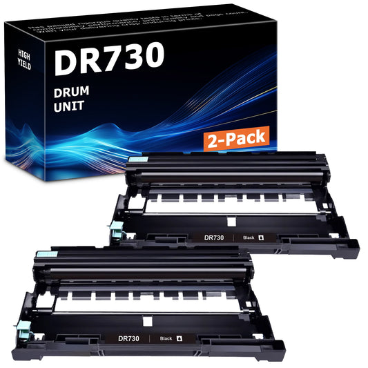 2 Black DR-730 Drum Unit Replacement for Brother DR730 for MFC-L2750DW MFC-L2710DW DCP-L2550DW HL-L2350DW