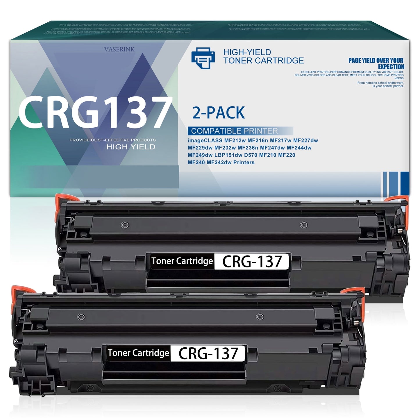 2 Pack C137 CRG137 CRG 137 Toner Cartridge Replacement for Canon 137 Toner ImageClass MF216n MF227dw MF229DW MF212W D570 Printer, Black