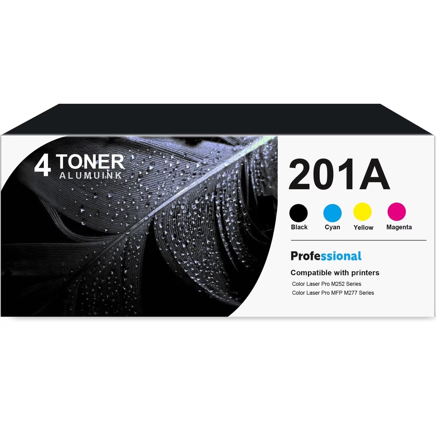 201A CF400A Toner Cartridge 4-Pack Compatible for 201A CF403A Toner Cartridges for Color Laser Pro M252, Color Laser Pro MFP M277 Series Printer (1 Black, 1 Cyan, 1 Magenta, 1 Yellow)
