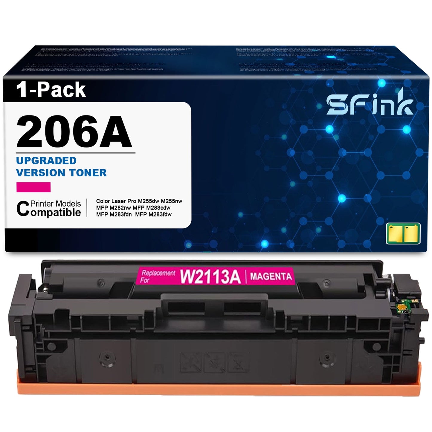 206A | W2113A MagentaToner Cartridge Ink Cartridges Compatible for HP 206A W2111A for HP Color LaserJet Pro M283fdw M283cdw M282nw M283fdn M255dw M255nw