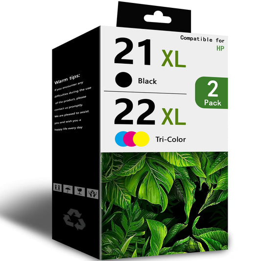 21 XL 22 XL Ink Compatible for HP 21 and 22 21XL 22XL Combo Pack for HP Deskjet D1430 D2330 F2100 F380 PSC 1410 Officejet 4314 J3600 Printer (Black, Tri-Color)