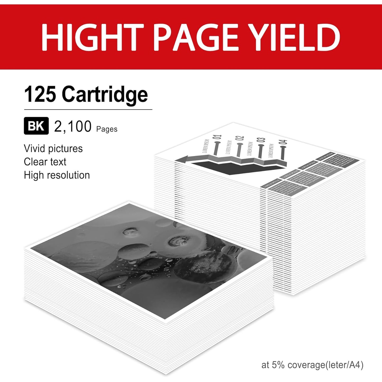 125 (3484B001) CRG125 Toner Cartridge - High Yield Replacement for Canon 125 Toner Cartridge Work with ImageCLASS LBP6030w LBP6000 MF3010 Printer Toner, Black 1Pack