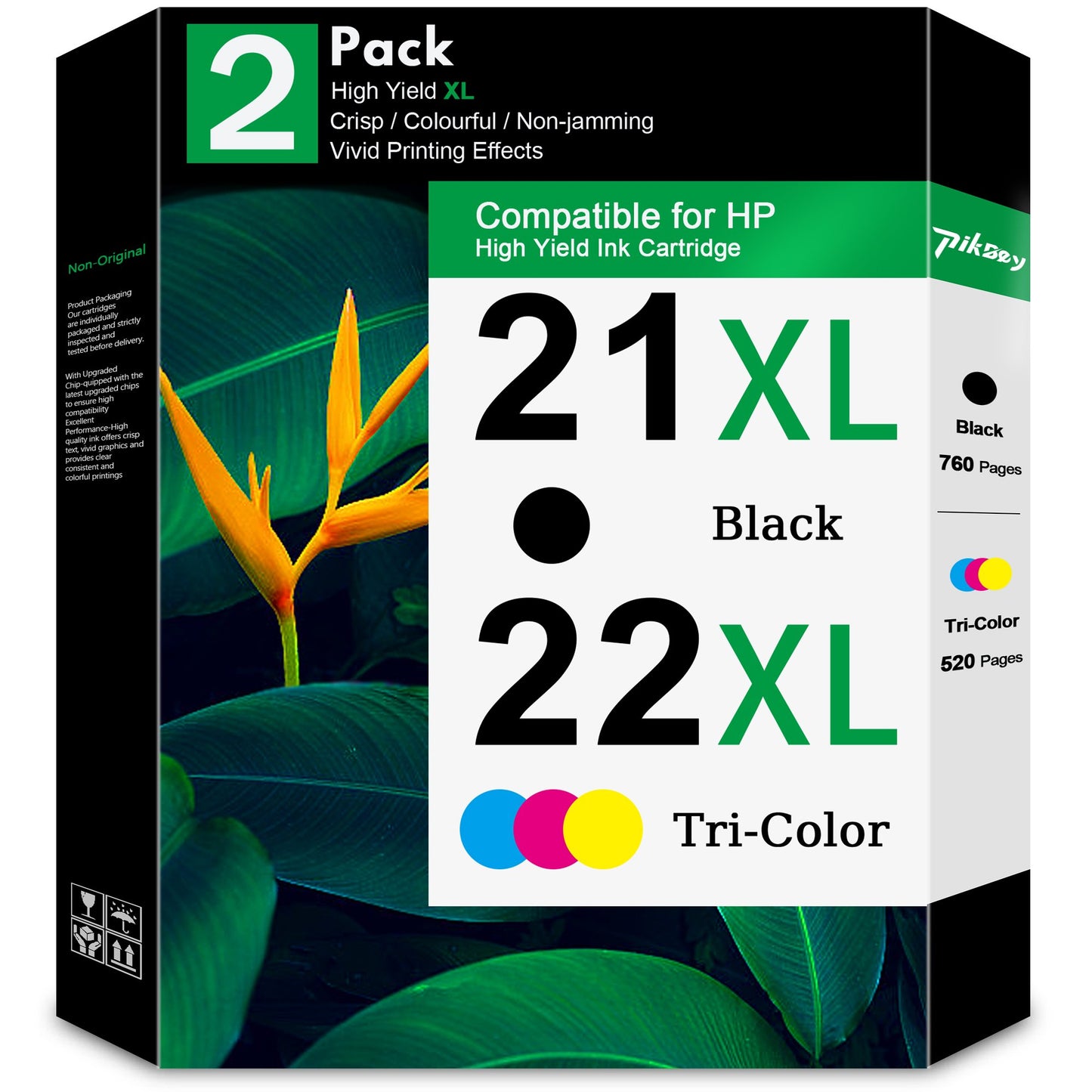 21XL 22XL Ink Cartridges (2-Pack Black/Tri-Color) - Compatible for HP 21 22 XL Ink Cartridges for DeskJet 3900 D1311 F2100 OfficeJet 4315 J3680 PSC 1415 Printers