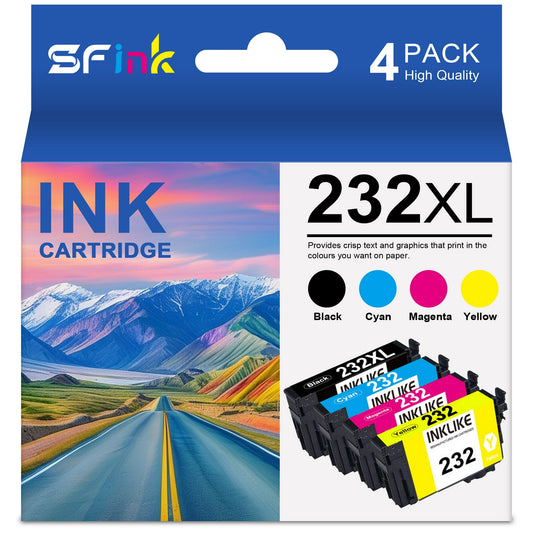 232XL 232 Ink Cartridge Compatible for Epson 232XL Ink Cartridges Combo Pack for Epson Workforce WF-2930 2950, Expression XP-4200 4205 Printer (4-Pack)