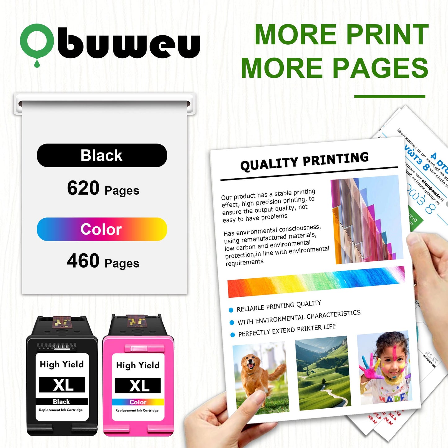 65XL Ink Cartridge 2-Pack Black/Tri-Color Compatible for HP 65 Ink Cartridges for HP AMP 100 DeskJet 2600 3700 2622 ENVY 5000 5010