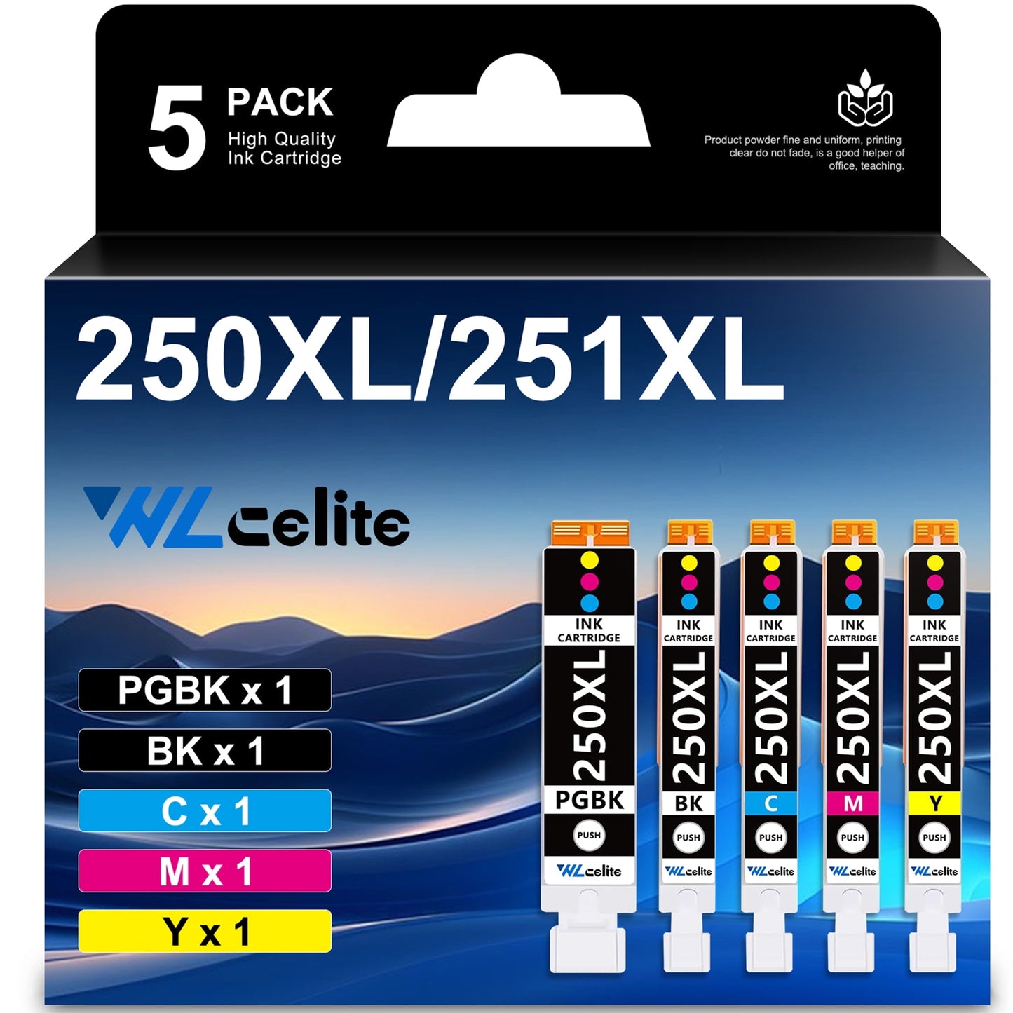 250 251 XL 5 Pack Printer Ink Compatible Replacement for Canon 250 251 Ink