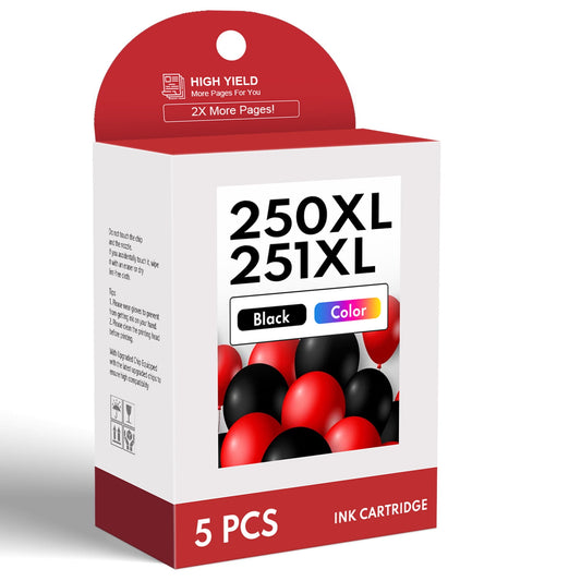 250XL 251XL Ink Cartridges Compatible for Canon PGI-250XL CLI-251XL with PIXMA MX922 MX920 IX6820 Printer(5 Packs)