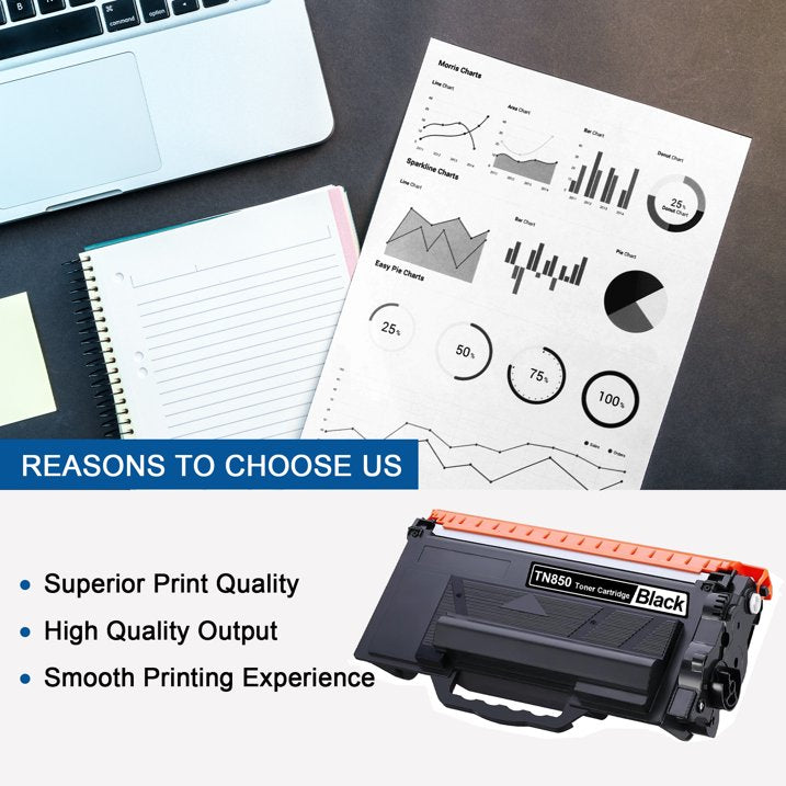 TN850 2BK Toner Cartridge Replacement for Brother TN850 Toner Compatible for HL-L5200DWT Printer.