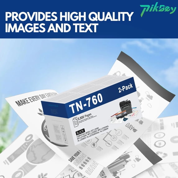 TN 760 TN760 Toner Cartridges 2 Pack Black Compatible for Brother TN760 TN-760 TN 730 TN-730 TN730 Toner Cartridge for HL-L2350DW DCP-L2550DW MFC-L2710DW MFC-L2730DW HL-L2370DW HL-L2395DW Printer
