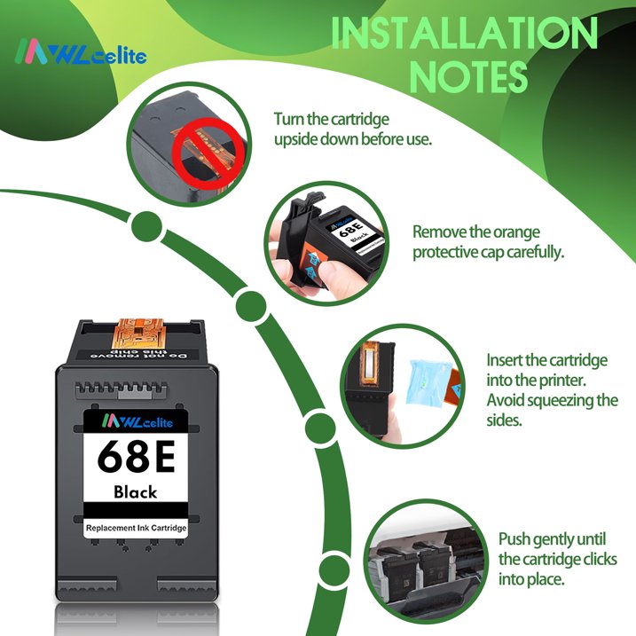 68e Ink Compatible for HP 68e Black Ink Cartridge for Envy 6100e 6500e Series