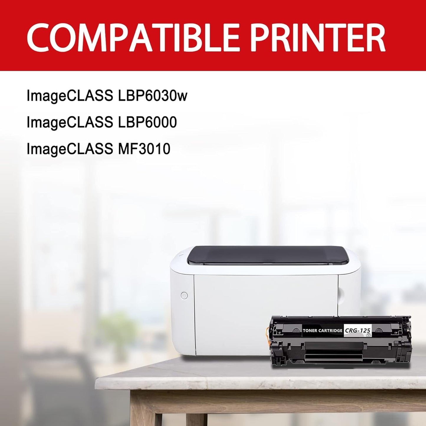 125 (3484B001) CRG125 Toner Cartridge - High Yield Replacement for Canon 125 Toner Cartridge Work with ImageCLASS LBP6030w LBP6000 MF3010 Printer Toner, Black 1Pack