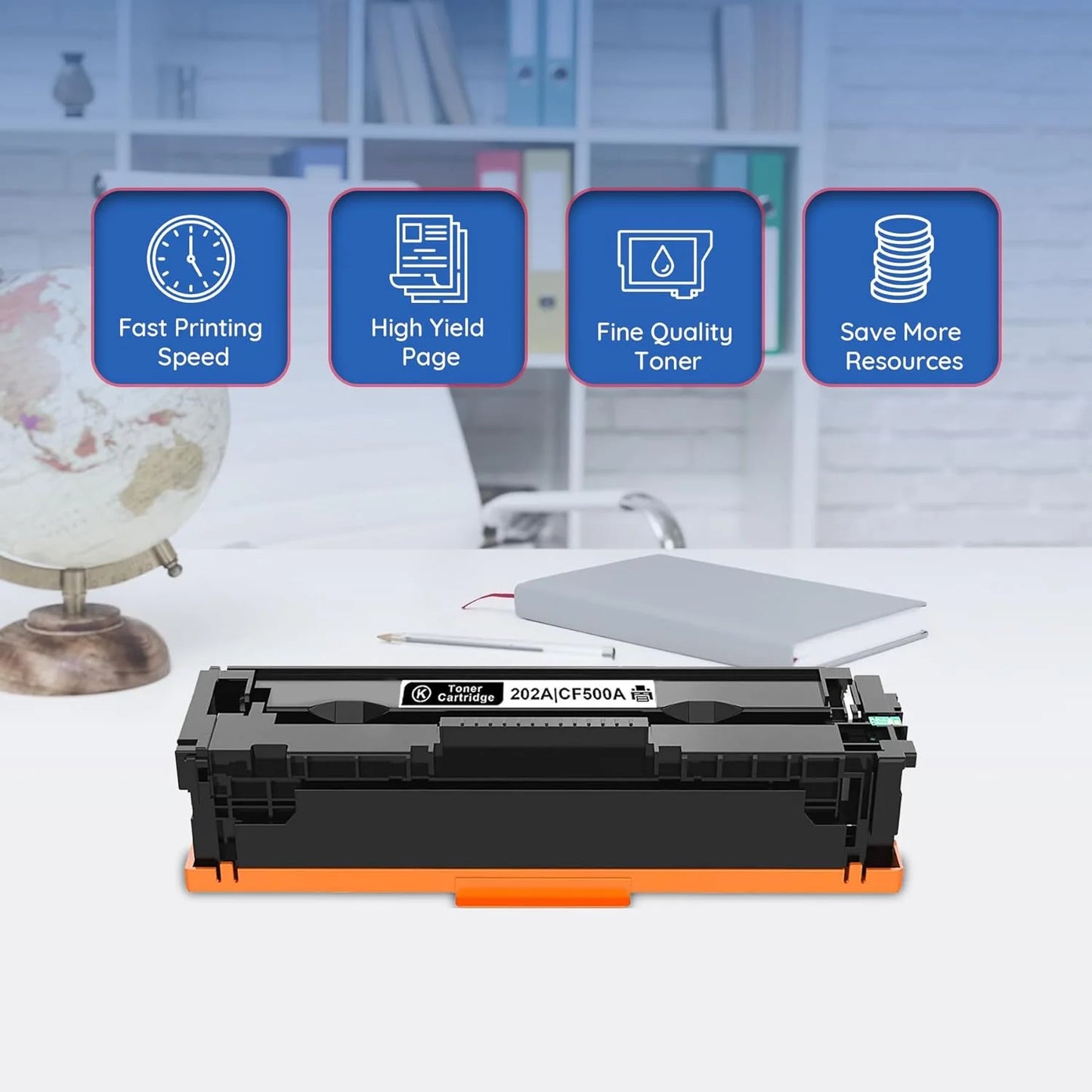 202A Toner Cartridges with Chip 4-Pack (CF500A, CF501A, CF502A, CF503A) Compatible for HP 202A HP202A for Color Pro M254dw Color Pro MFP M281cdw Printer