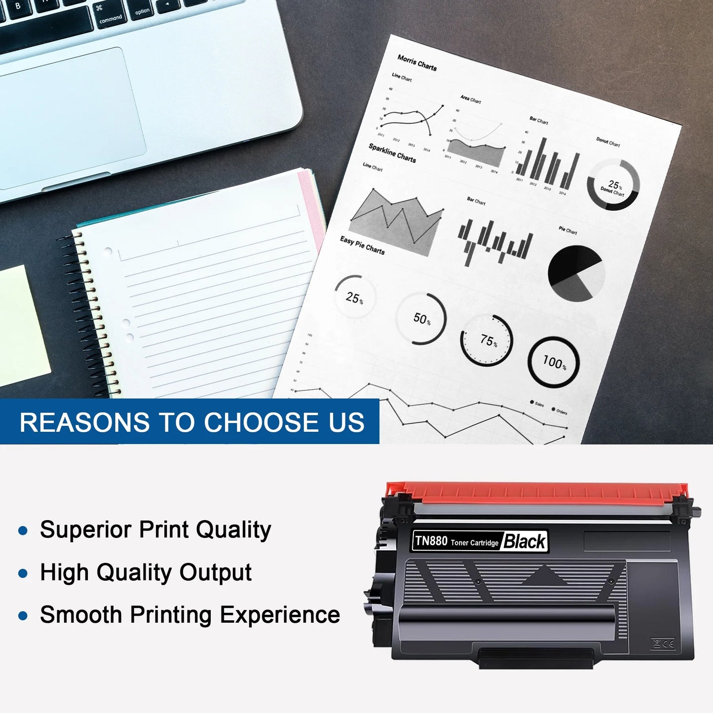 TN880 Toner Cartridge Replacement for Brother TN880 Toner Cartridge for DCP-L5650DN Printer.